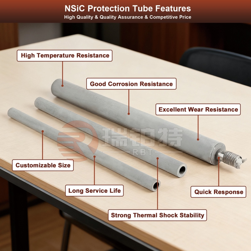 NSiC Thermocouple መከላከያ ቱቦ